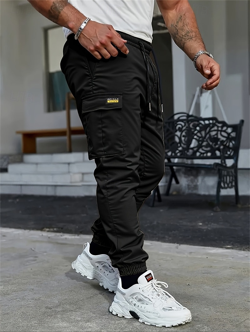 Per uomo Pantaloni Cargo Pantaloni Coulisse Multi-tasche Semplice Indossabile All'aperto Quotidiano Campeggio & Escursionismo Moda Classico Nero Verde militare del 2026 a $24.99 –P5