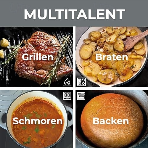 чугунная овальная кастрюля с крышкой-каплесборником светло-серого цвета 2025 - $123.99 –P6