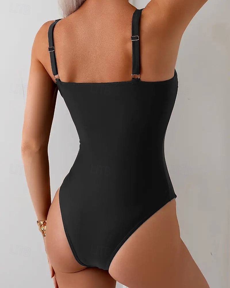 Women's Bathing Suit One Piece Swimsuit Swimwear Solid Colored Swimwear Black UV Protection Sleeveless - Surfing Beach Swimming Summer 2026 - €22.99 –P3