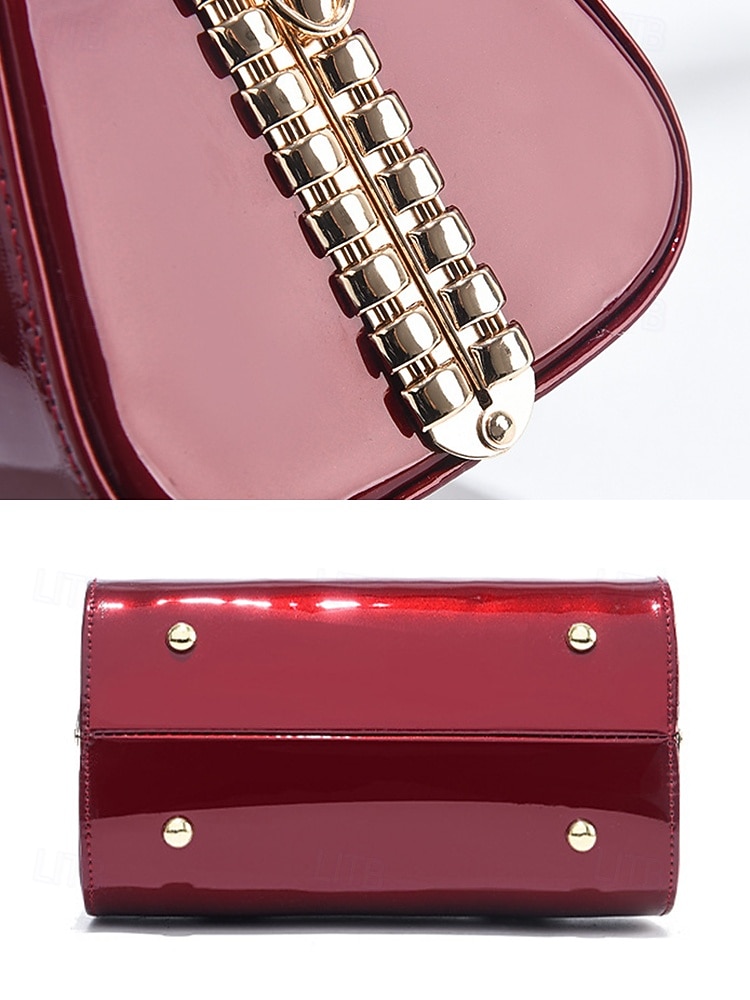 elegante borsa da sera da donna in pelle verniciata, decorata con cristalli, disponibile in rosso e blu navy, perfetta per feste formali e celebrazioni festive del 2026 a $34.99 –P10