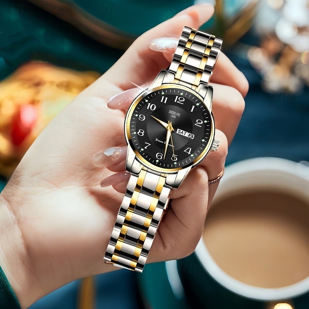 Női Óra Divatos és Kasuális Elegáns Női Díszítő Óra Két Naptárral Éjjeli Fény Kijelzés A Legjobb Anyák Napi Ajándék Választás Nőknek 2026 - $18.99 –P3