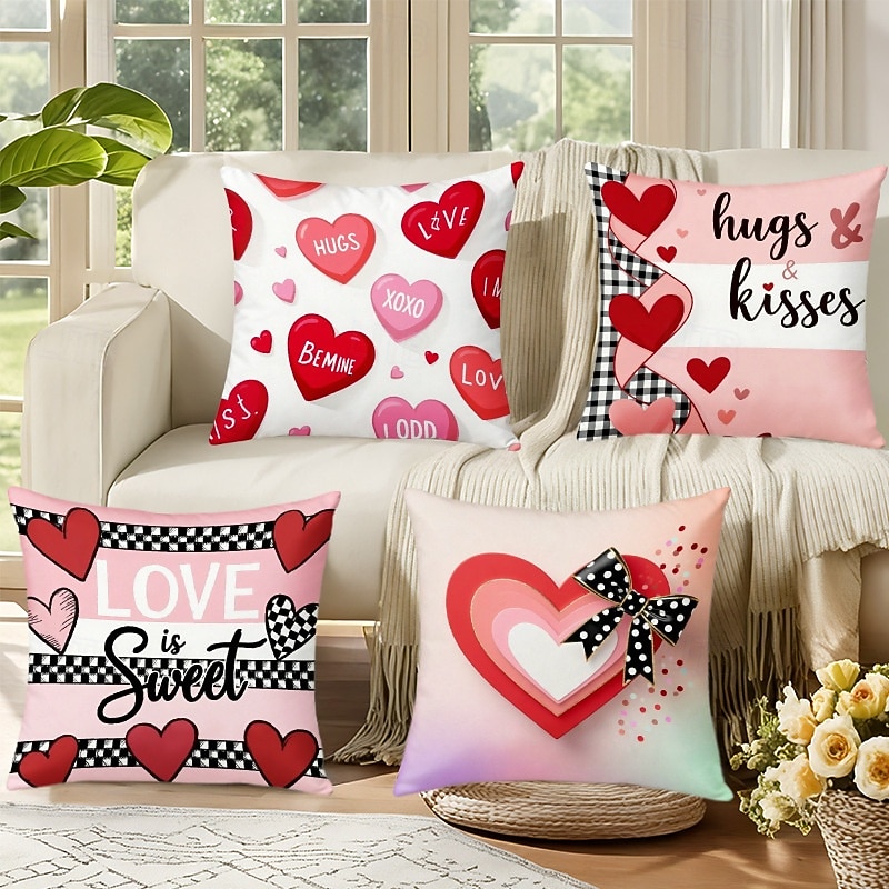 Pink Heart Letter Pillowcase Set Double Sided Print Valentine Day Decorative Cushion Covers for Living Room Sofa Throw Pillows Romantic Home Decor 2026 - $5.99 –P4