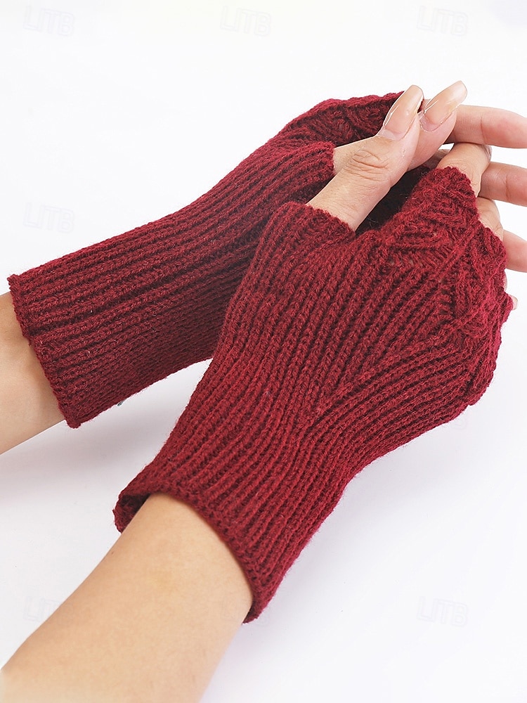 Dámské pletené vánoční rukavice – měkký přízový materiál s krajkovým vzorem, dostupné v několika barvách, ideální jako zimní a sváteční dárek 2026 - $7.99 –P3