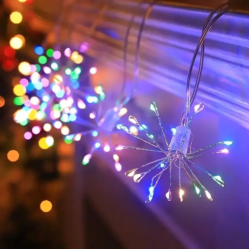 LED Fairy String Lights Remote Control 8 Modes Fireworks Lights 3m 100LED Firecracker String Lights USB Powered for Christma Wedding Birthday Valentine Day New Year Indoor Outdoor Decoration 2026 - $17.99 –P4