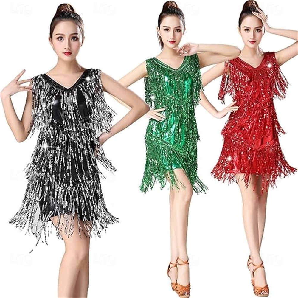 Robe de danse des années 1920 à franges à sequins pour femmes Samba Dancewear Costume de performance de 2026 ? €45.71 –P3