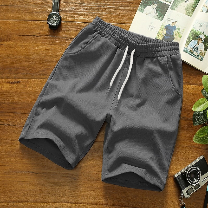 Per uomo Attivo Pantaloncini Pantaloncini casual Tasche A cordoncino Design elastico con coulisse Tinta unica Comfort Traspirante Breve Sportivo Informale Giornaliero Di tendenza Streetwear Nero del 2026 a $9.49 –P7