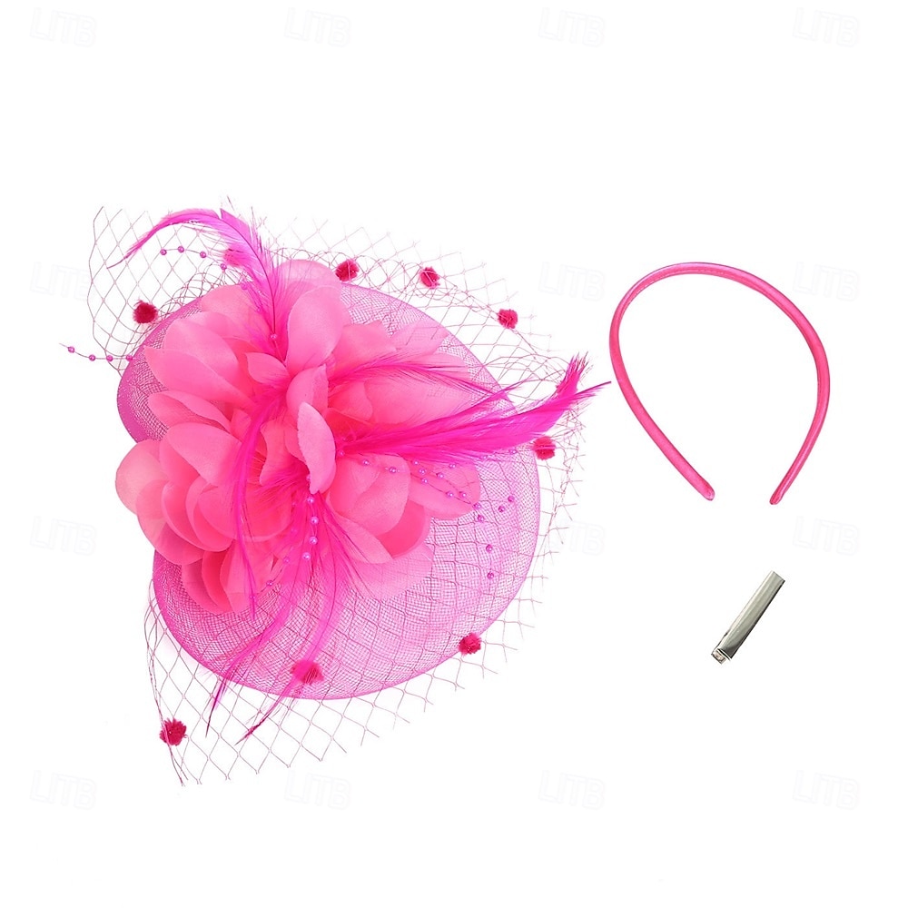 Čelenka Tyl Látka 30. léta Svatební Čajový dýchánek Dostih koktejl Elegantní Vinobraní S Peří Přílba Pokrývky Hlavy 2025 - $14.99 –P16