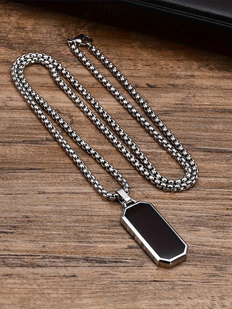 Miesten ruostumattomasta teräksestä valmistettu riipuskaulakoru – mustasta onyksista valmistettu kuusikulmainen muotoilu, tyylikäs ketju, täydellinen sekä rentoon että juhlavaan käyttöön. 2026 - $7.99 –P3