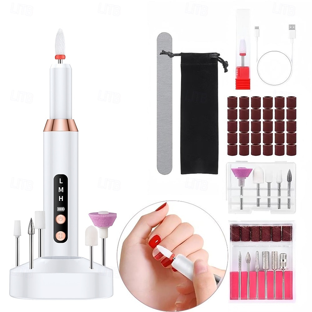 Nowa przenośna elektryczna maszyna do manicure zestaw narzędzi do paznokci monitor akumulatorowa maszyna do malowania paznokci długi czas pracy 12 rodzajów obracających się końcówek odpowiednia na 2026 - $26.99 –P3
