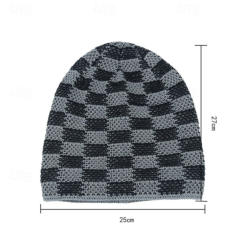 Pánské Unisex Čepice Beanie Zimní čepice Kulichy Pletená čepice Zimní čepice Beanie Černá Khaki Polyester Pletený Prodyšné Útulný Denní nošení Jdeme ven Pléd Větruvzdorné Teplý 2026 - $8.49 –P8