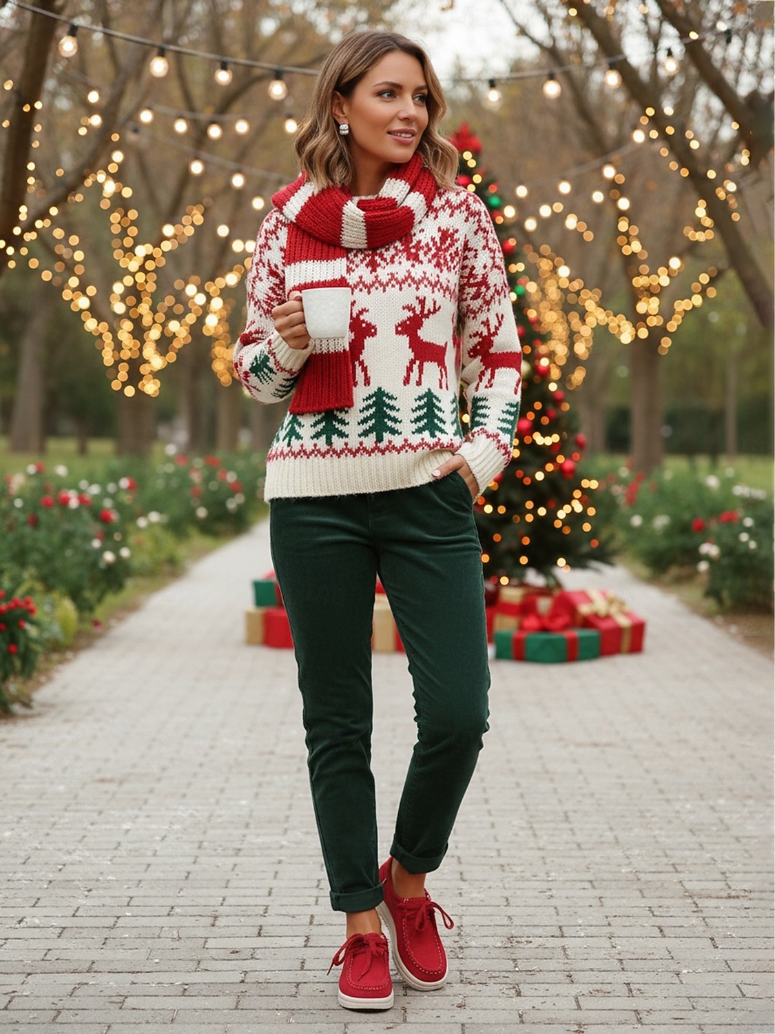 Chaussures rouges décontractées à lacets pour femmes - mocassins plats souples et antidérapants, chaussures confortables au quotidien pour Noël, le shopping et les voyages de 2026 ? $24.99 –P7