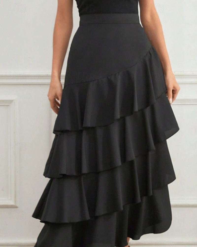 Per donna Elegante Moda Maxi Vita media Gonne Semplice Arricciato Inelastico Quotidiano Streetwear Vinaccia blu navy Nero Verde Estate del 2026 a $33.99 –P3