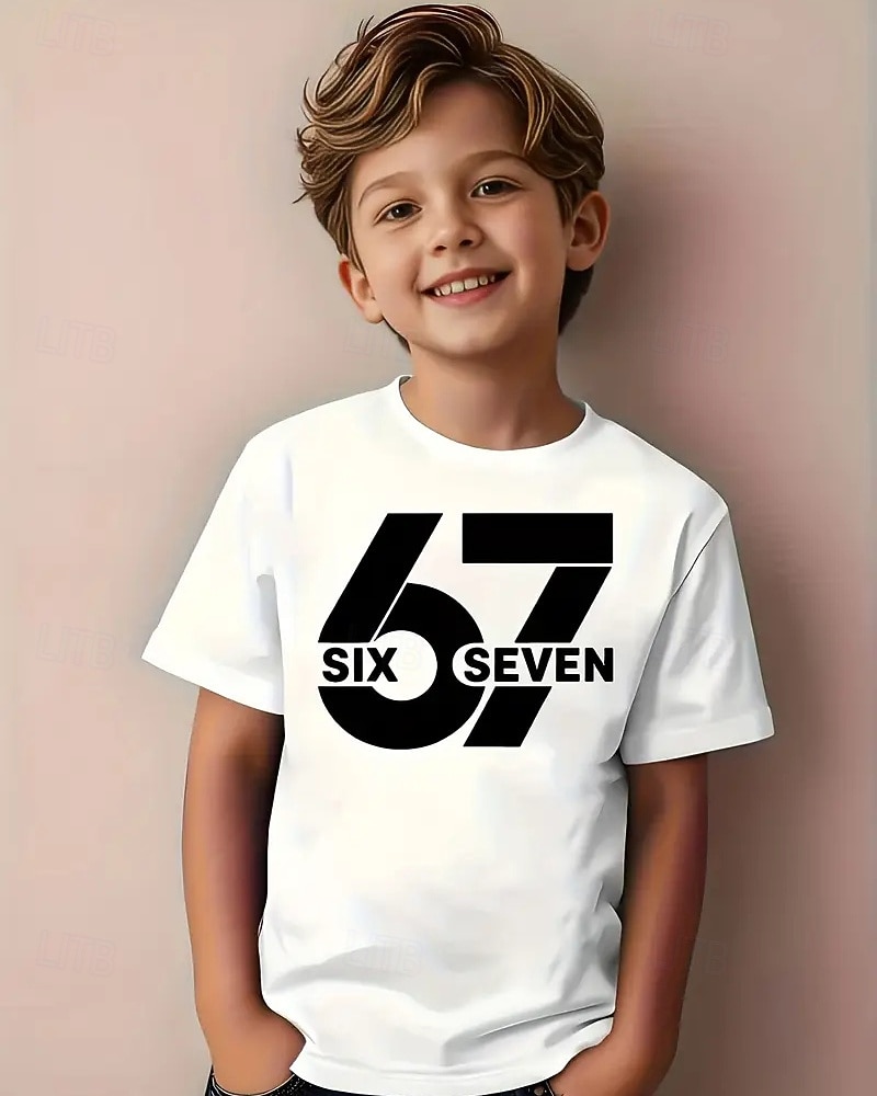 Christmas Unisex Boys' 3D Graphic Funny Slang 67 T shirt Tee Short Sleeve 3D Print Summer Spring Sports Fashion Streetwear Kids 4-12 Years Crew Neck Outdoor Casual Daily Regular Fit 2026 - $12.99 –P11