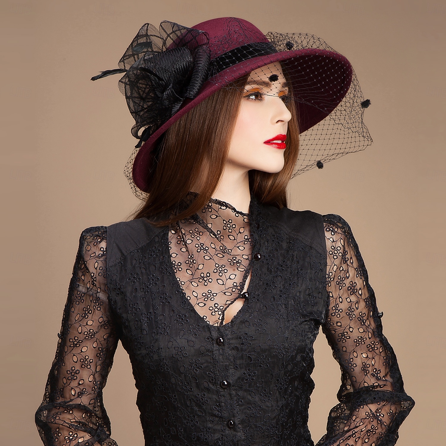 klobouky 100% vlna buřinka / zvonový klobouk fedora klobouk závoj svatební čajový dýchánek elegantní svatební s peřím květinová ozdoba hlavy pokrývka hlavy 2026 - $54.99 –P2