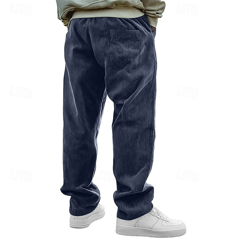 Herr Långbyxor Manchesterbyxor Casual byxor Säckiga byxor Träningsbyxor med raka ben Snörning Elastisk midja Ensfärgat Komfort Fullängd Dagligen Utomhus Streetwear Mode Klassisk Stil Svart Vit 2026 - $25.99 –P8