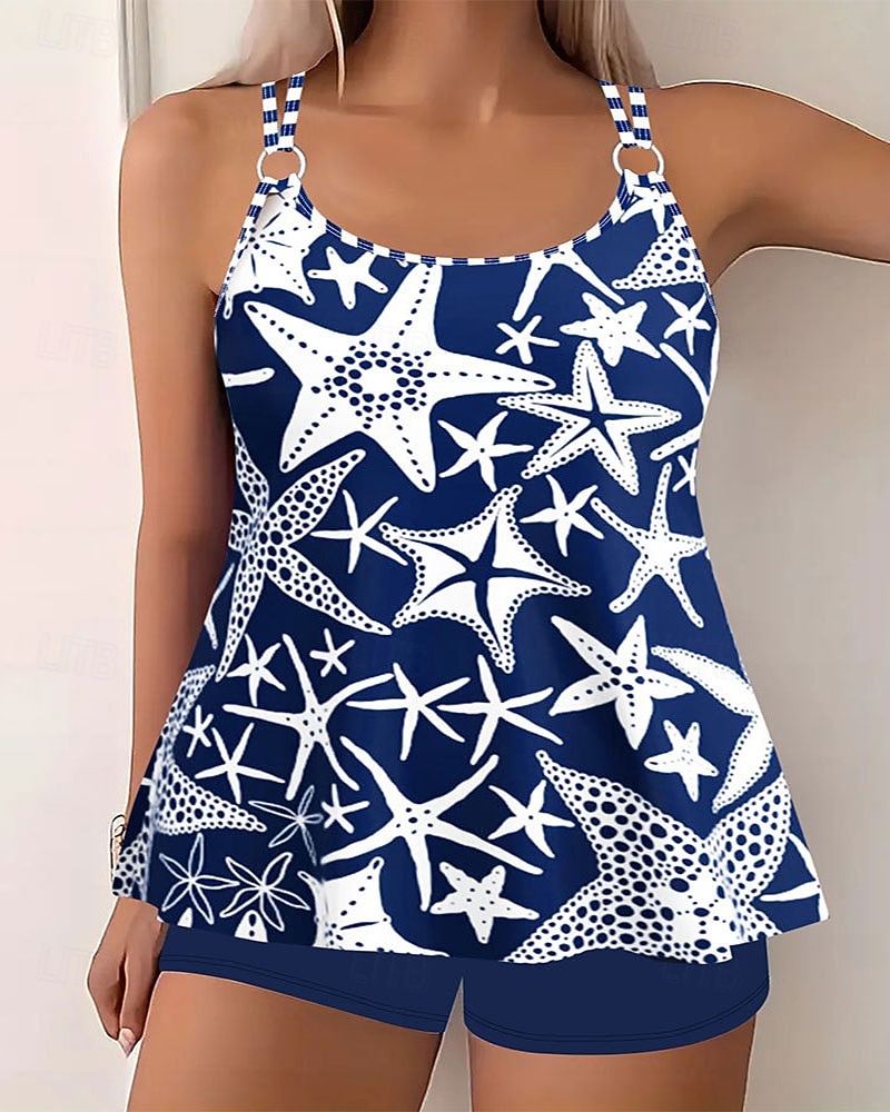 Femmes Maillots de Bain 2 pièces Shorts Maillot de bain Dos nu Vacances Tenues de plage Fleuri Graphique Col rond Sans manches Maillots de bain de 2026 ? $28.99 –P2