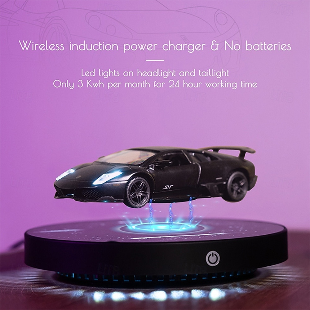 Magnetic Levitation Black Cast Car with Luminous Circular Starry Sky Base Featuring Real LED Energy-saving Lighting Effect Controlled By Switch Freely Rotating in The Air for Valentine's Day Gift 2026 - $109.99 –P12