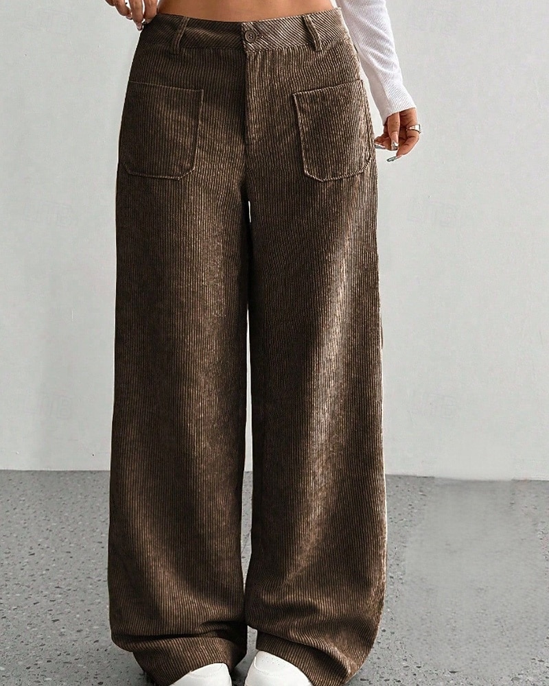 Per donna Culotte Gamba Larga Chinos Streetwear Casual Lunghezza intera Vita media Semplice Tasca Elastico in vita Confortevole Inelastico Quotidiano All'aperto Vacanza Aalbicocca Grigio Blu marina del 2026 a $14.49 –P11