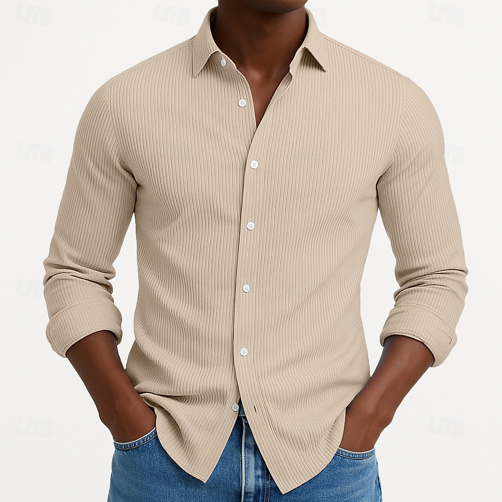 Homme Chemise Chemise en velours côtelé Chemise Boutonnée bleu marine manche longue Uni Col Rabattu Occasionnel Quotidien Boutonné Vêtement Tenue Coton Mode Streetwear Classique Occasionnel de 2026 ? $25.99 –P5