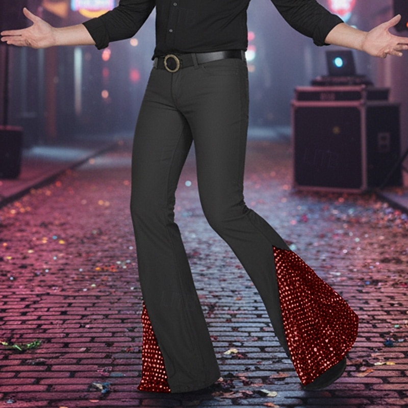 Муж. Штаны Костюм Беллое дно Расклешенные брюки Брюки для выпускного Пэчворк Блестящий металл Полотняное плетение Комфорт Полная длина Для вечеринок Бизнес Повседневные Мода Уличный стиль 2026 - $26.99 –P8