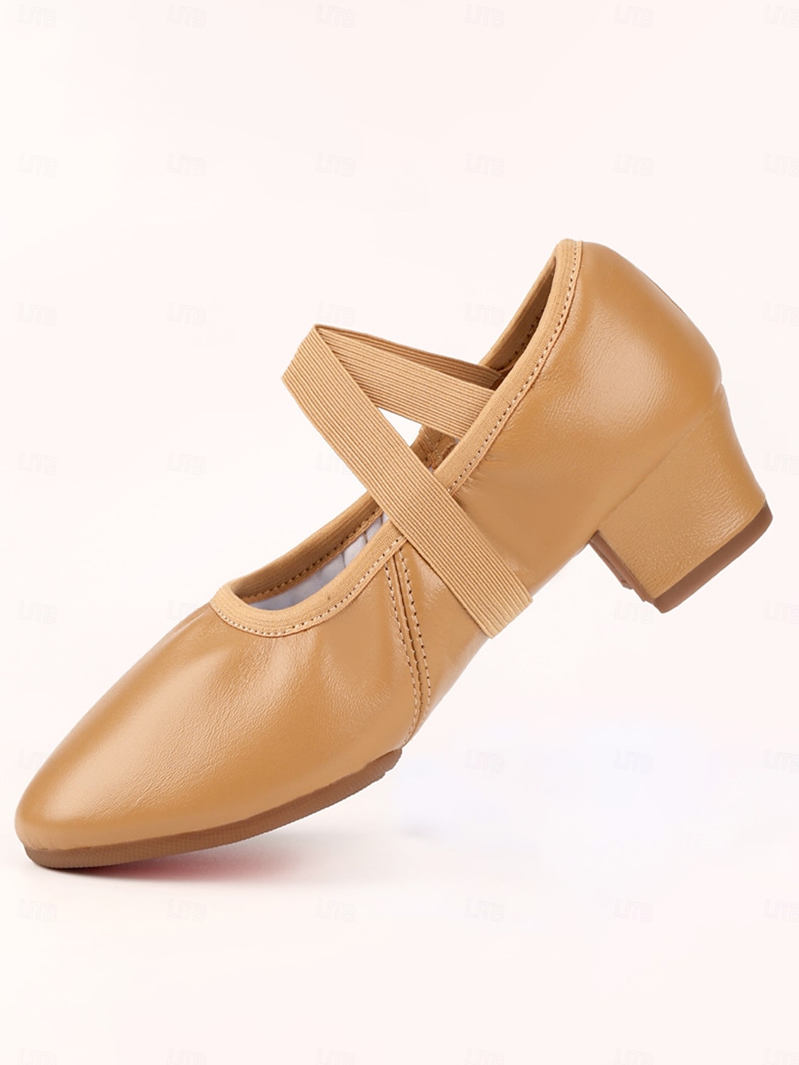 ballerine da donna in pelle marrone chiaro con cinturini elastici incrociati - scarpe da ballo professionali per ragazze e adolescenti &formazione per adulti del 2026 a $32.99 –P4