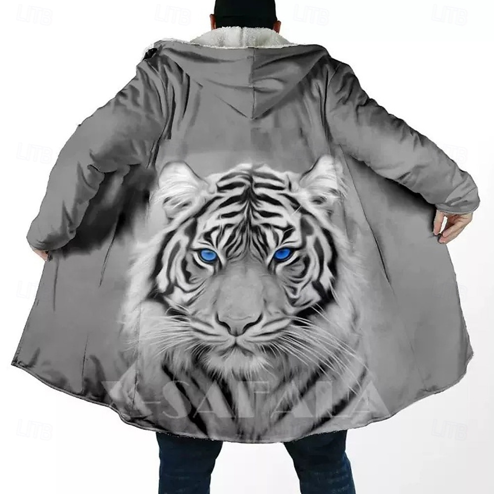 Homens Animal Modelado Casaco de inverno Casaco de lã Casaco Térmico / Quente Confortável Casual Roupa Diária Zíper Bolsos Impressão 3D Outono Inverno Com Capuz Manga Longa Preto 1 Preto Cinzento de 2026 por $56.99 –P4