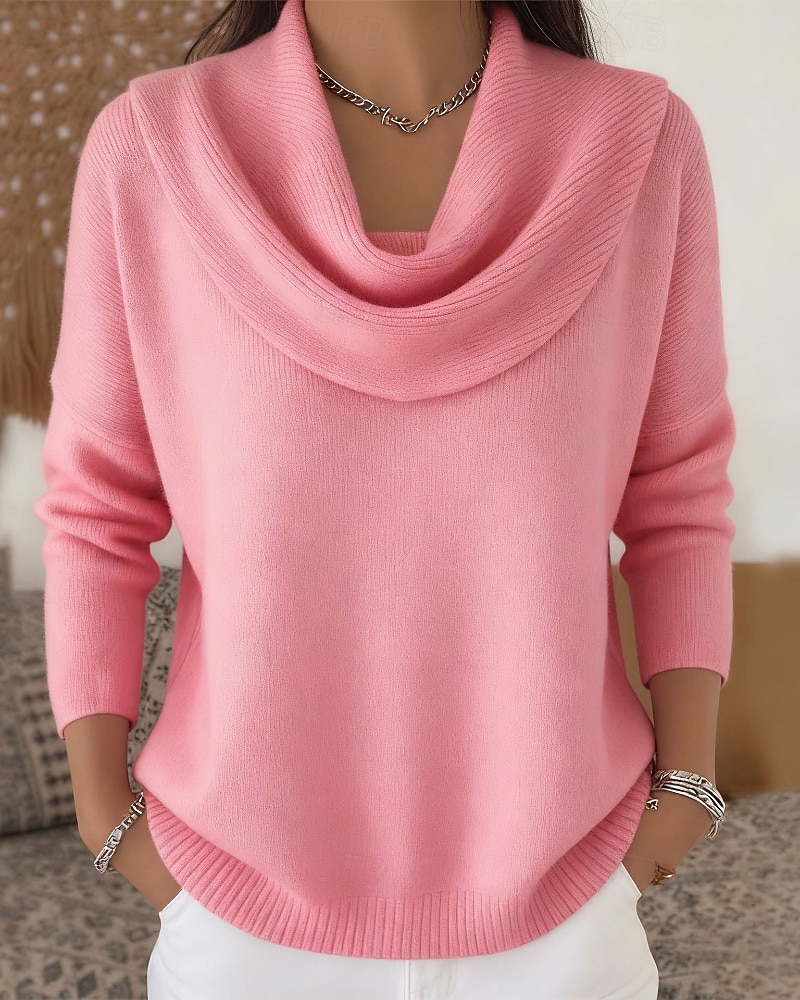 Dámské Svetr Rolák Šik ven Na běžné nošení Pevná barva Rolák Pletený Dlouhý rukáv Běžné topy Plést Dovolená Jdeme ven Víkend Černá Bílá Podzim Zima 2025 - $33.99 –P1