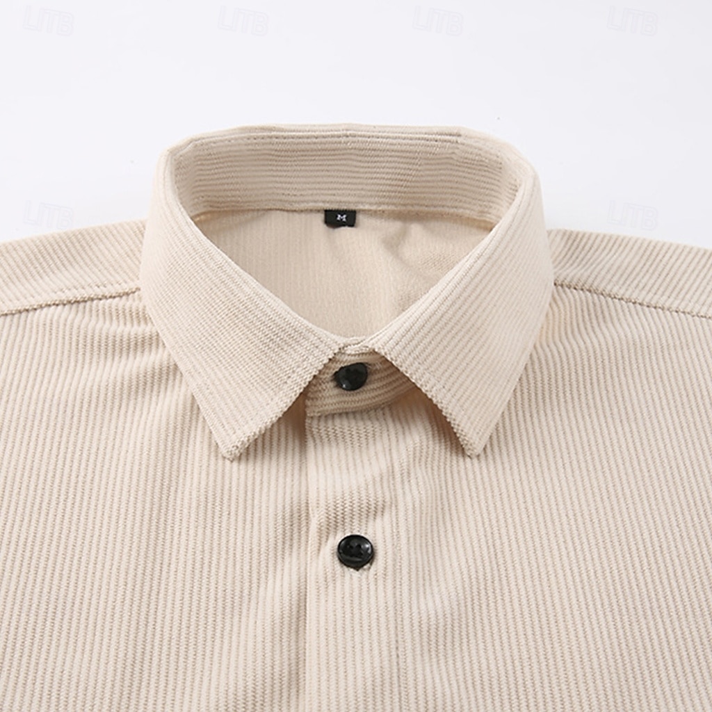 Per uomo Camicia Camicia di Velluto a Coste Camicia con Bottoni Blu Verde militare Beige Manica Lunga Semplice Collo ripiegato Casuale Quotidiano Tasca Abbigliamento Cotone Moda Streetwear Classico del 2026 a $25.99 –P3