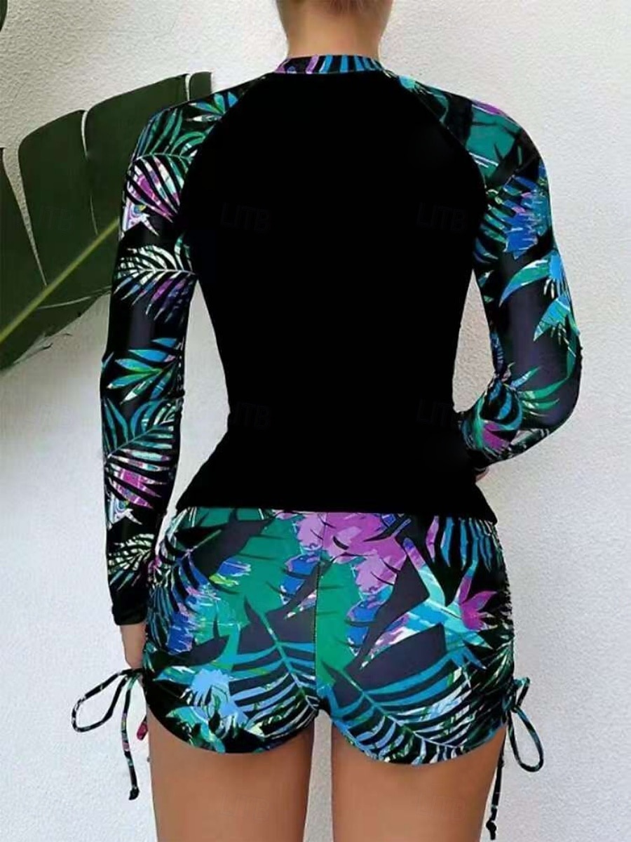 Costume da bagno da donna tankini a 2 pezzi con pantaloni corti arricciati controlla pancia vita alta schiena scoperta abbigliamento da spiaggia per le vacanze costumi da bagno senza maniche a collo del 2026 a $29.99 –P6