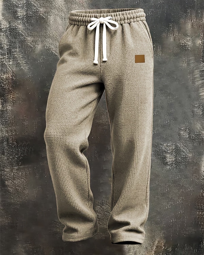 Homens Calças Esportivas Calças Calça Waffle Com Cordão Bolsos Cintura elástica Tecido Conforto Diário Esportes Moda Casual Marron Escuro Preto Micro-Elástica de 2026 por $22.99 –P1