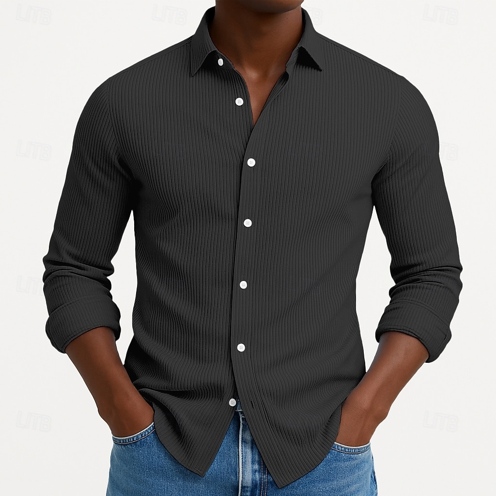 Homme Chemise Chemise en velours côtelé Chemise Boutonnée bleu marine manche longue Uni Col Rabattu Occasionnel Quotidien Boutonné Vêtement Tenue Coton Mode Streetwear Classique Occasionnel de 2026 ? $25.99 –P10