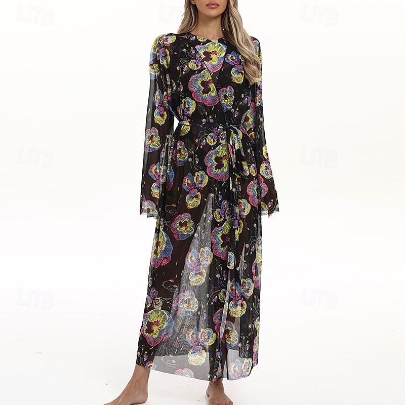 Dámské Plážové zahalovací šaty Dlouhé splývavé kimono kardigany Grafika Cikánský Krátká noha Šifón Ochrana proti UV záření Prodyšné Dlouhý rukáv Plavky Surfování Plážové prázdniny Léto 2026 - $31.99 –P20