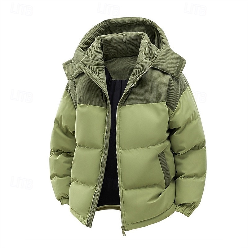 Pánské Zimní kabát Puffer bunda S vycpávkou Kapsy Kostka Polyester Venkovní Ležérní Denní Standardní Módní Šik ven Na běžné nošení Zahřívací Zima Barevné bloky Černá Trávová zelená Khaki Puffer Jacket 2026 - $51.99 –P17