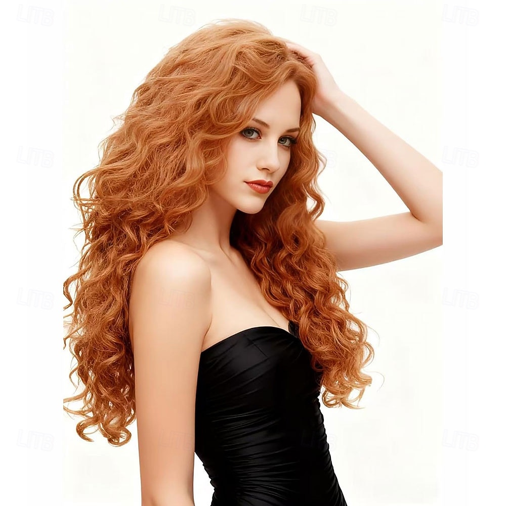 Peruca longa e ondulada de 71 cm (28 polegadas), cabelo sintético crespo e cacheado, cor vermelho-cobre natural, para mulheres. de 2026 por $21.99 –P5