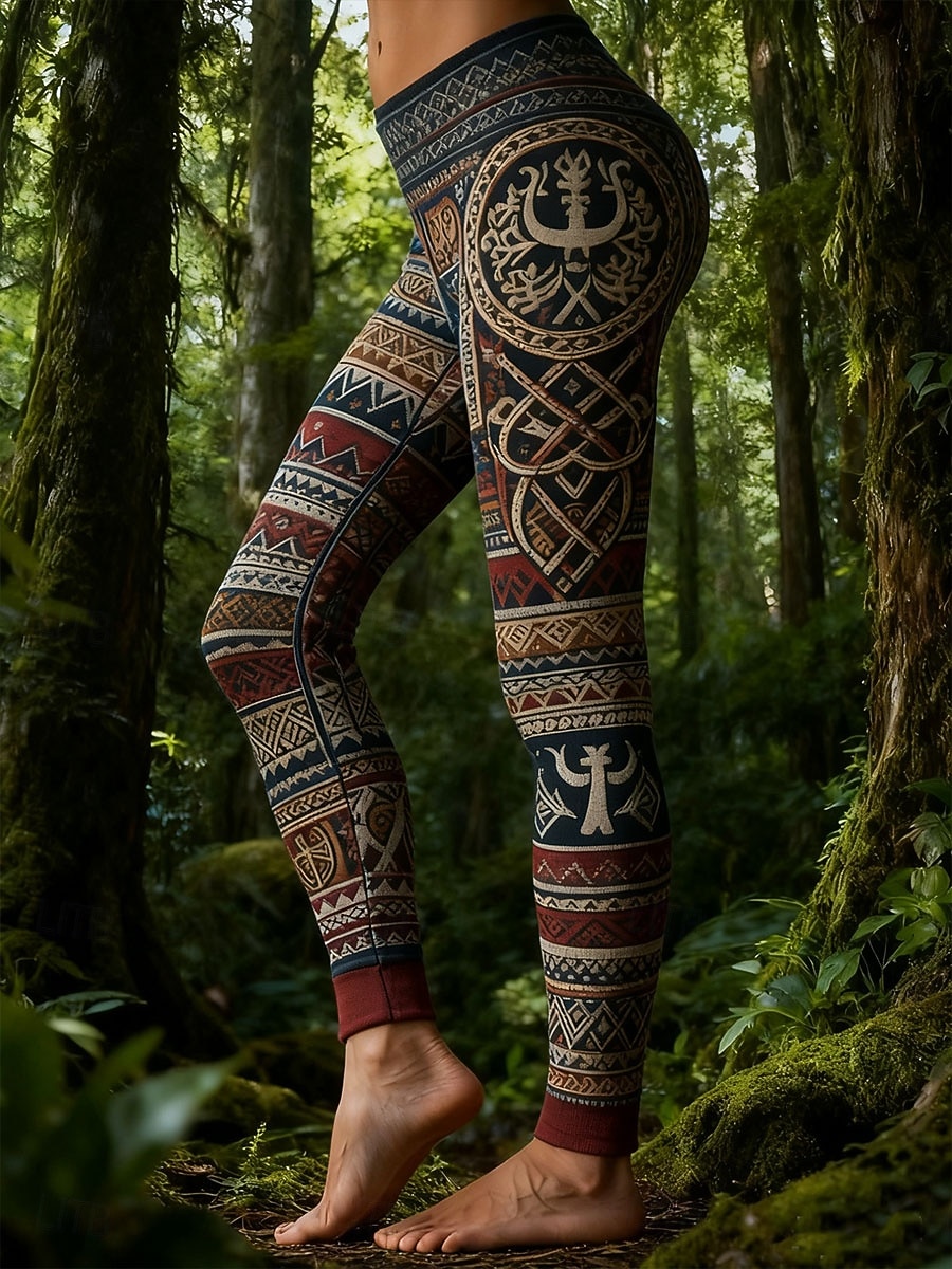 Леггинсы для женщин викингов бохо отпуск винтажный этнический стиль полный длины высокой талии графическое дерево мягкие комфортные эластичные формальные для отпуска красные зеленые весна осень зима 2026 - $21.99 –P2