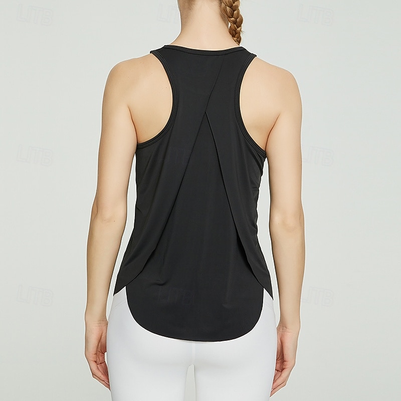Women's Solid Colored Tank Top Workout Tops Loose Fit Elastic Sweat-Wicking Breathable Tennis Pickleball Yoga Crew Neck Top Black White Yellow Tennis Clothing 2026 - $11.49 –P11