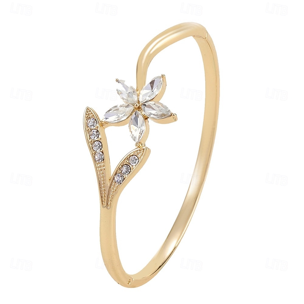 Zircon Classic Flower Shape Fashion Cute Personalized Trendy Chrome Bracelet Jewelry Silver / Golden For Wedding Party Engagement Prom 2026 - $10.99 –P5
