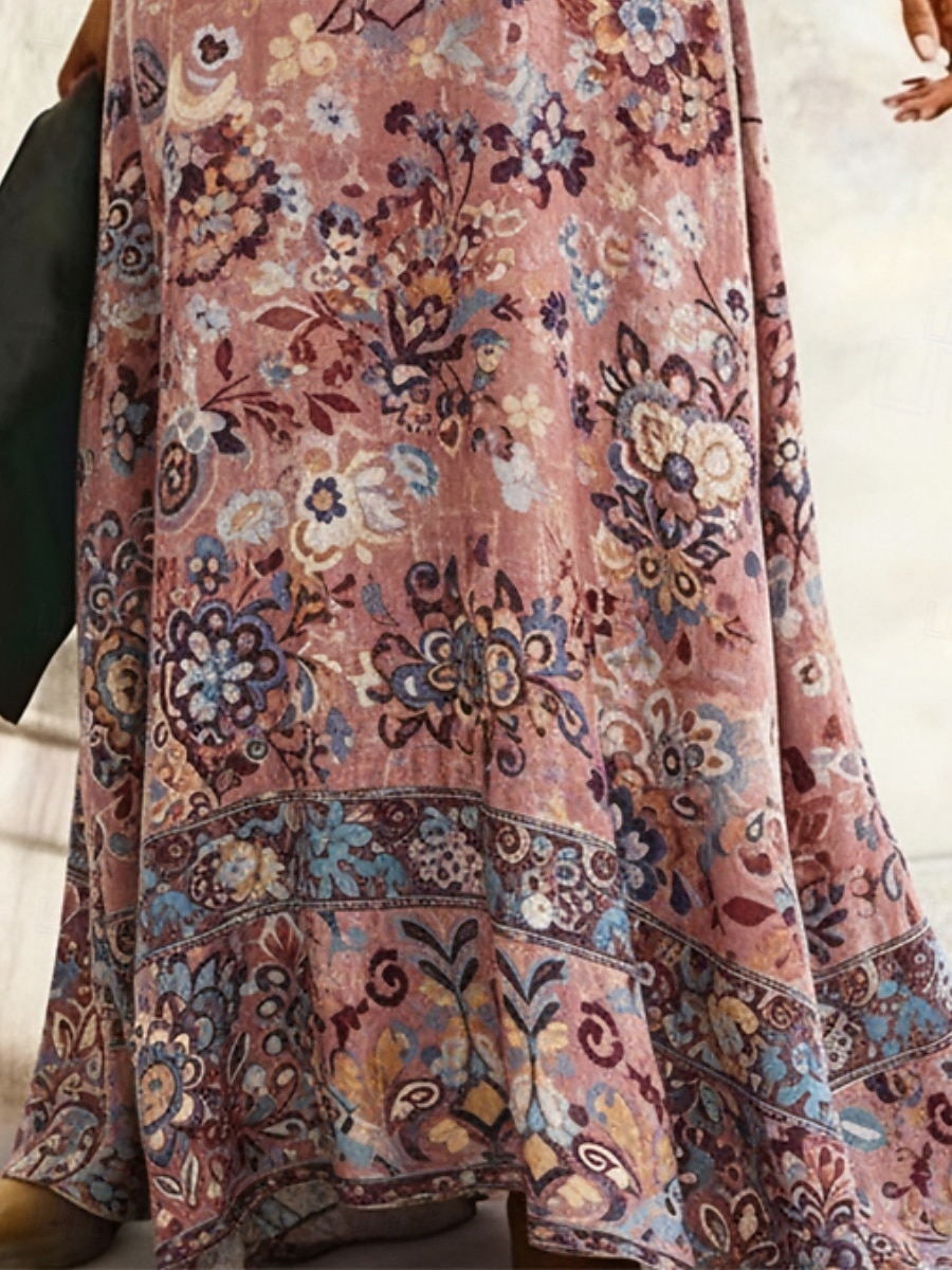 Mujer vestido largo vestido largo Vestido informal Vestido de Columpio Vestido bohemio Vintage Diario Exterior Fin de semana Ajuste regular Floral Manga Larga Cuello Barco Rosa Primavera Otoño 2026 - $34.99 –P3