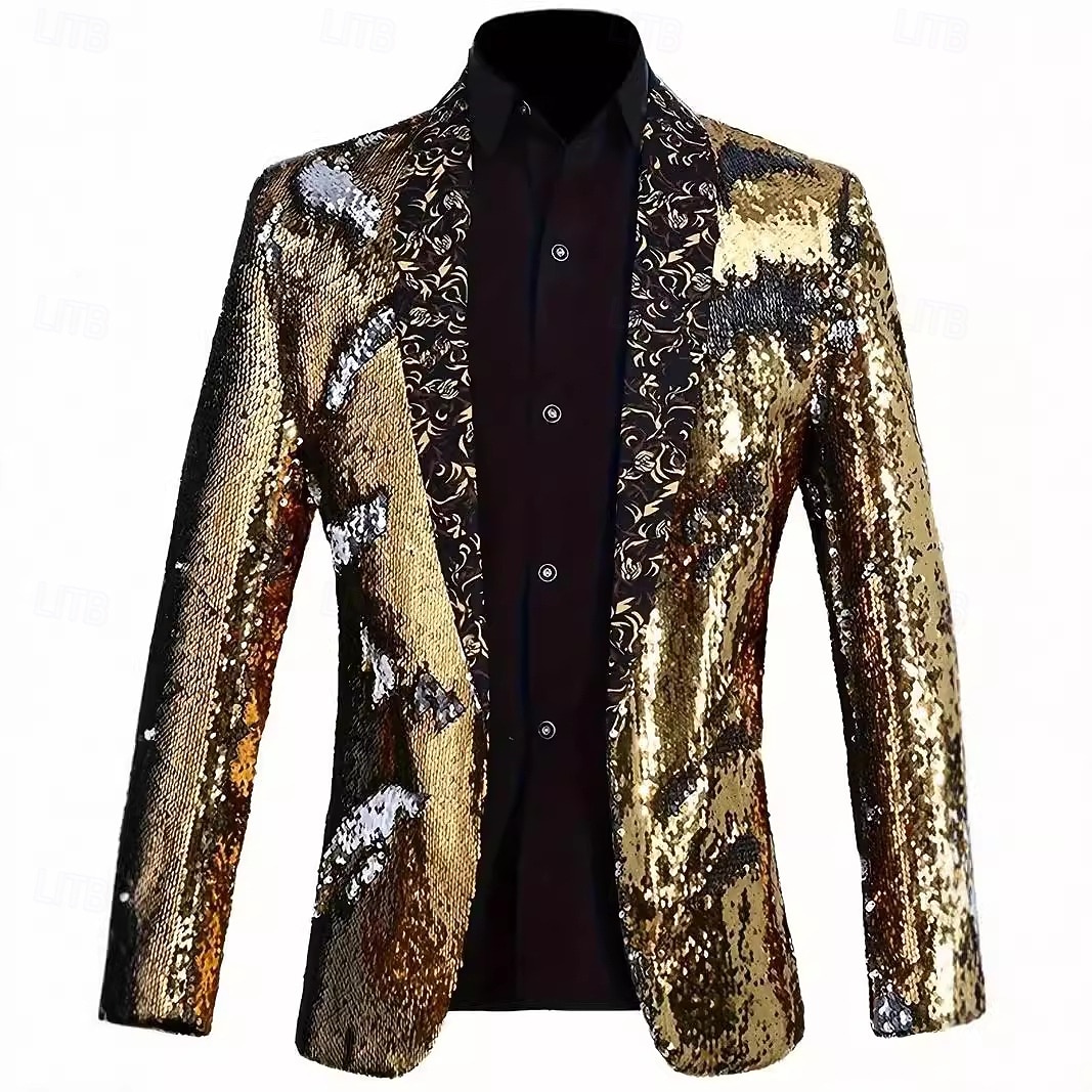 2026年 ディスコ 1980年代 テールコート プラスサイズ 長袖 ディスコ スパンコール 仮装 男性用 カーニバルコスチューム マスカレード クラブ プライドパレード プライド月間 成人 コート オールシーズン  コレクション – $77.99 –P2