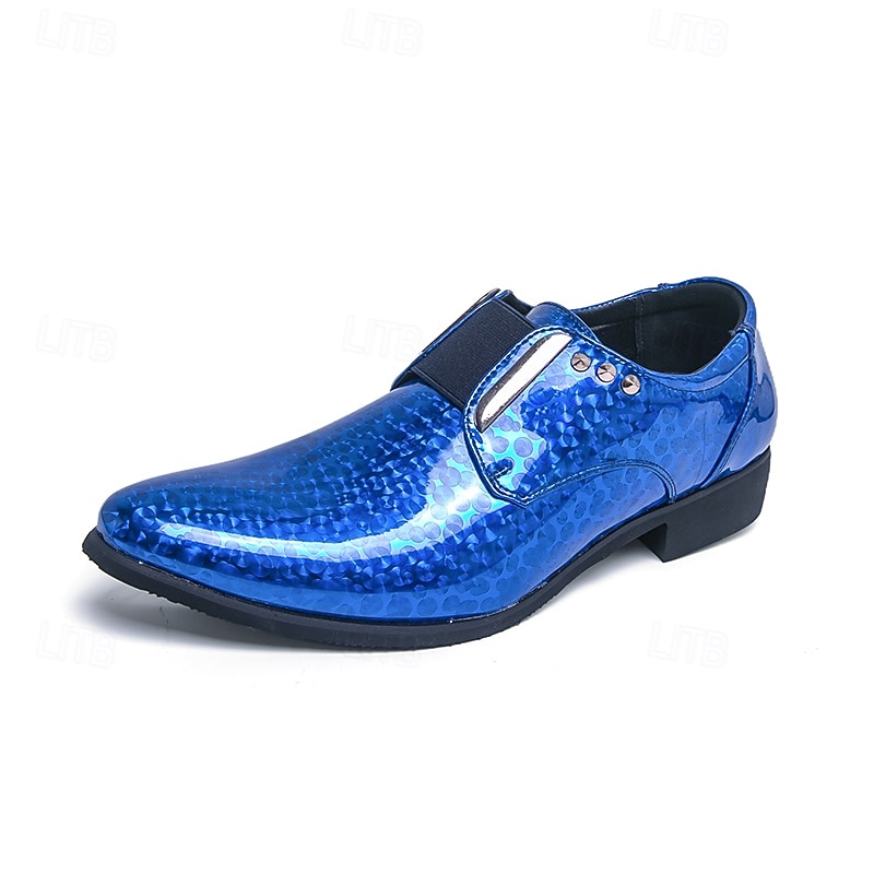 Men's Blue Patent Leather Crocodile Print Slip-on Shoes - Elegant Formal Footwear for Business and Evening Gatherings and Weddings 2026 - $54.99 –P3
