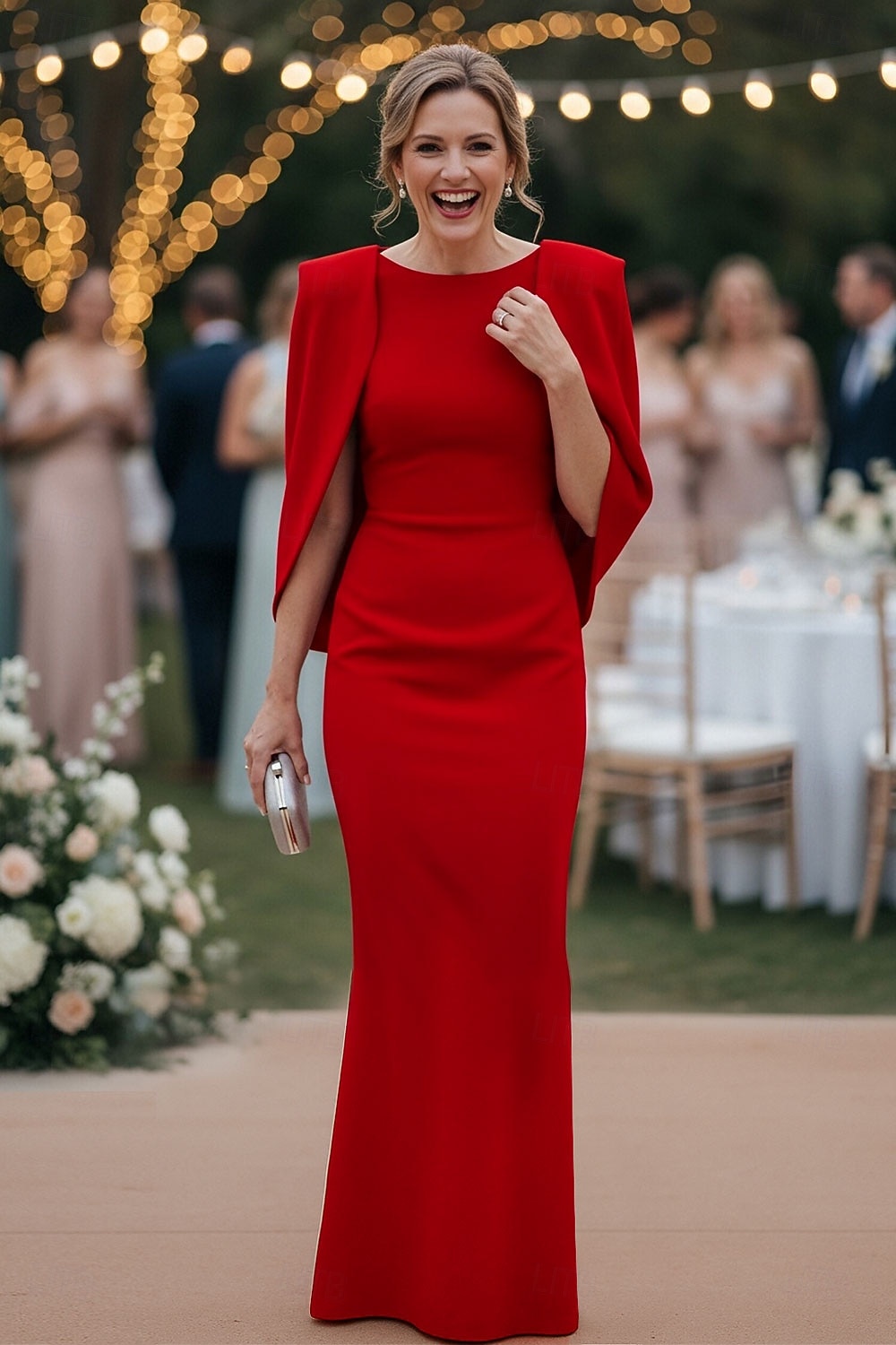 Schlauchkleid Bodenlang Kleid für Hochzeitsgäste Abendkleid Cape-Kleid Brautmutterkleid Ärmellos U-Boot-Ausschnitt Elegant Formell Formeller Abend Geburtstag Stretchstoff mit Einfarbig 2026 - $183.99 –P1