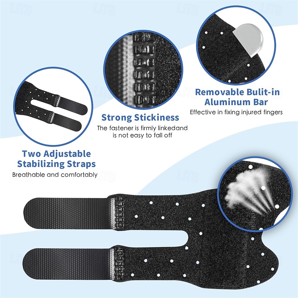 5 PCS Breathable Trigger Finger Splint, Adjustable Finger Brace, Thumb Brace for Broken Strained Arthritis for Thumb, Middle, Index, Ring, Pinky Finger Splint (5, Black) 2026 - $20.99 –P3