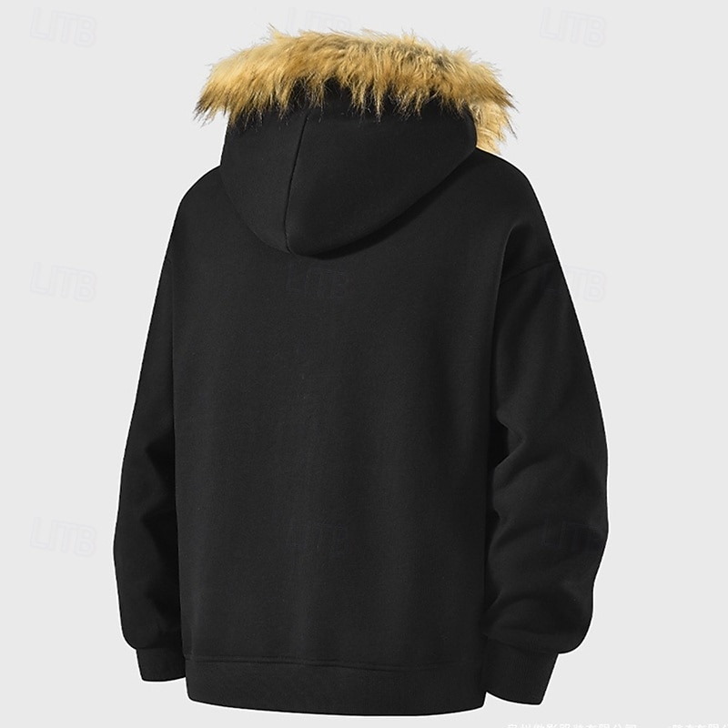 Herren Freizeitjacke Kapuzenjacke Outdoor Lässig Fellbesatz Tasche Herbst Winter Einfach Mode Streetwear Mit Kapuze Regulär Aprikose Schwarz Rosa Burgunderrot Hellgrau Jacken 2026 - $33.99 –P4