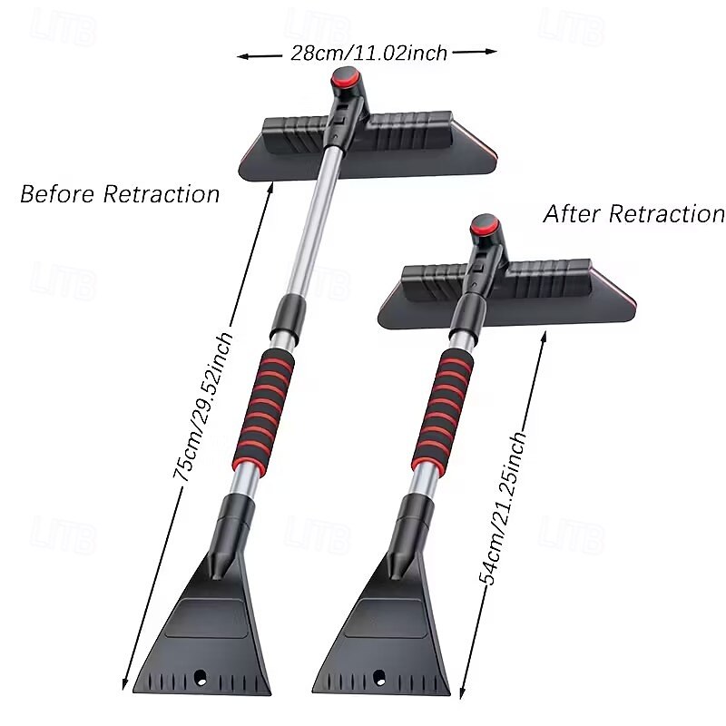 Přenosná lopata na sníh s otočením o 360° do auta, víceúčelová škrabka na led s robustní konstrukcí, zimní nástroj na odklízení sněhu z oken aut, venkovní použití a sněžné skútry 2025 - $22.99 –P2