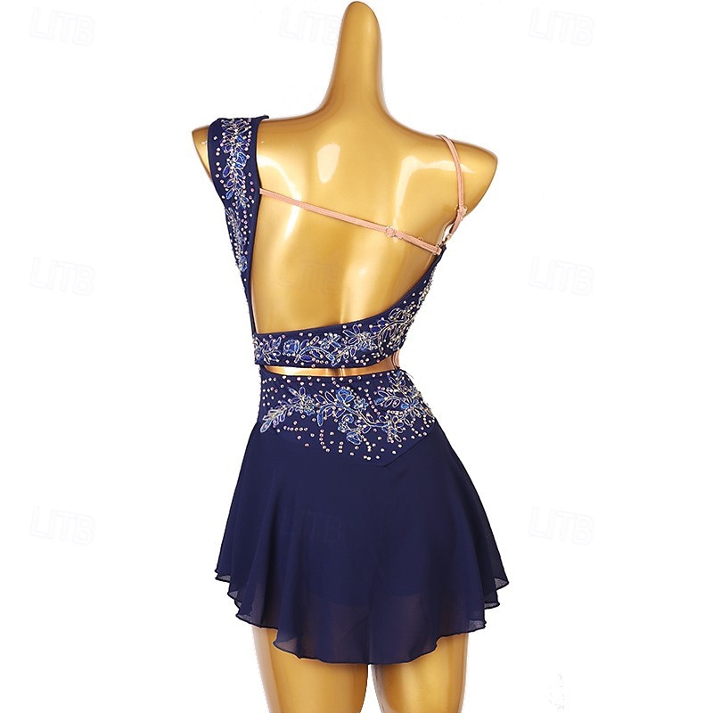 Vestito da pattinaggio artistico Per donna Da ragazza Pattinaggio sul ghiaccio Vestiti Completi Bianco Blu marino scuro Rosso Floreale Scollatura posteriore Retato Elastene Elevata elasticità del 2026 a $118.99 –P4