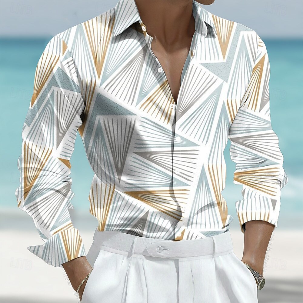 Per uomo Motivo Geometrico Arte astratta Camicia Camicia in raso Camicia elegante Manica Lunga Business Casual Vacanza Abbigliamento Quotidiano Estate Primavera Autunno Collo ripiegato Stampa 3D del 2026 a $29.99 –P1