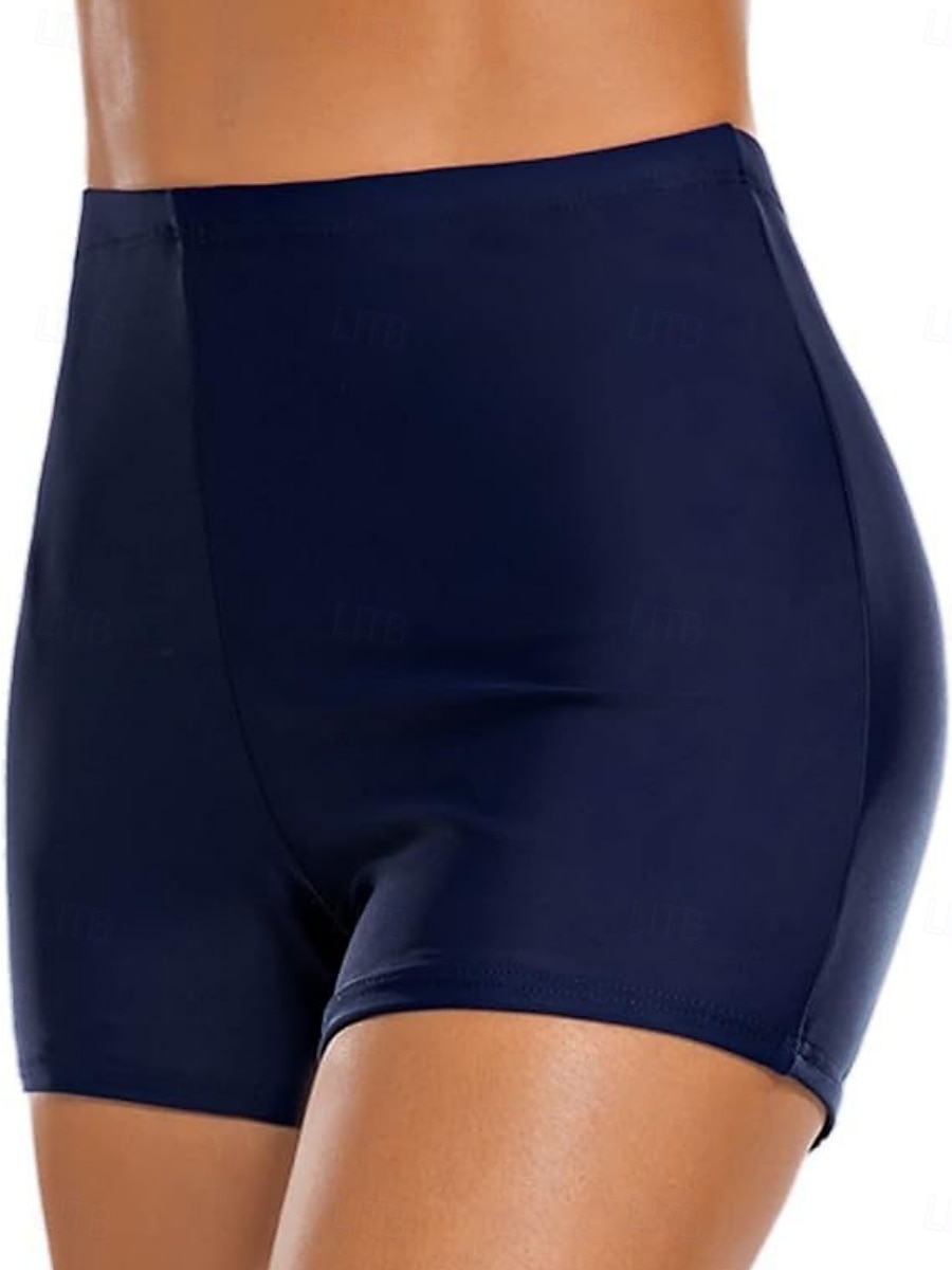 Woman's Dehnbare Boxershorts Badeanzug Dehnbare Boxershorts Hohe Taille Hohe Taille Urlaub Strandbekleidung Einfarbiger Ärmloser Badeanzug 2026 - $19.99 –P5