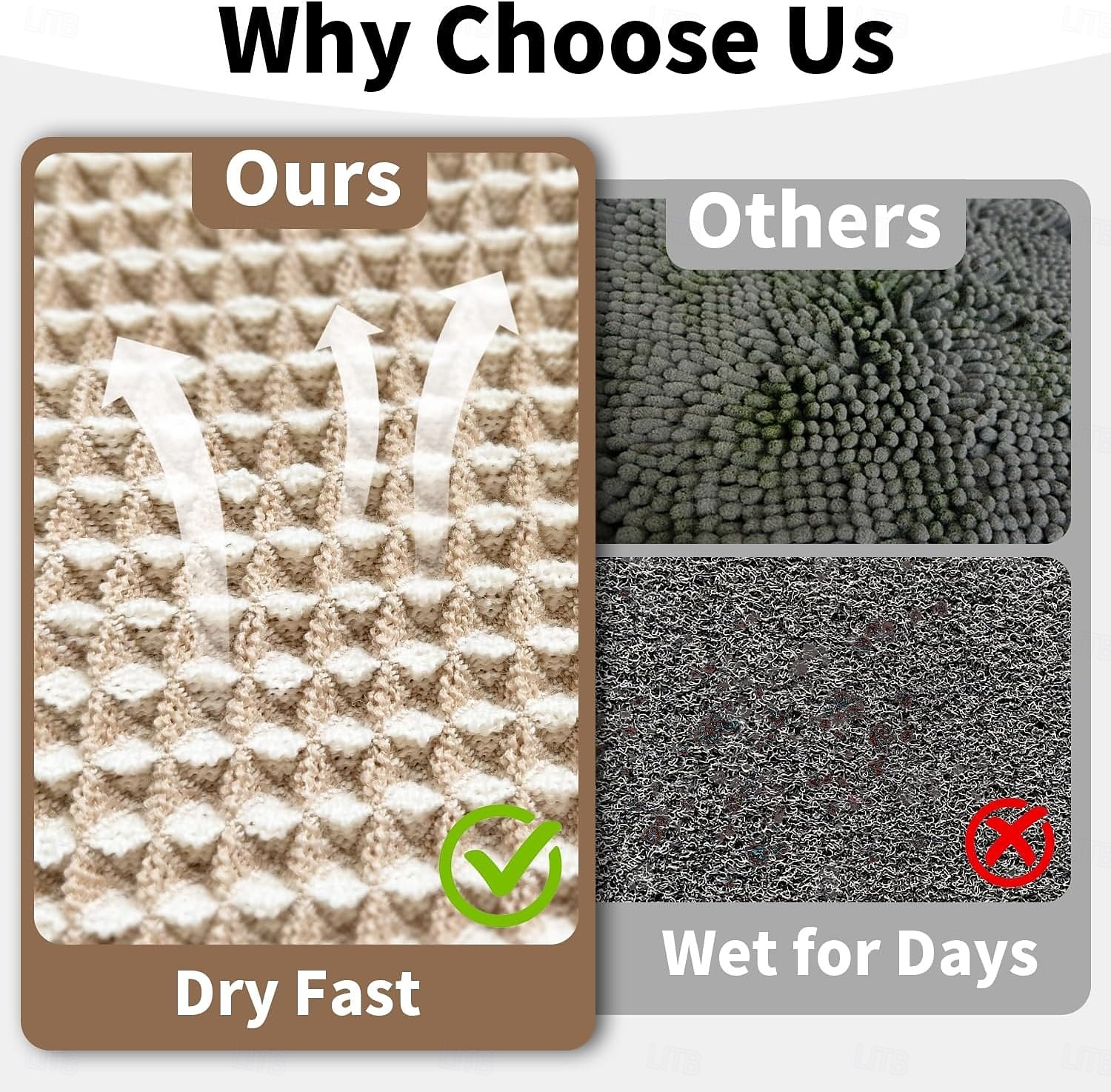 Vaflová koupelnová předložka, boho koupelnové koberečky, protiskluzové, pratelné, super savé a rychleschnoucí, malé koupelnové předložky, farmářská koupelnová dekorace, 18'' x 30'', khaki a bílá 2026 - $10.49 –P4