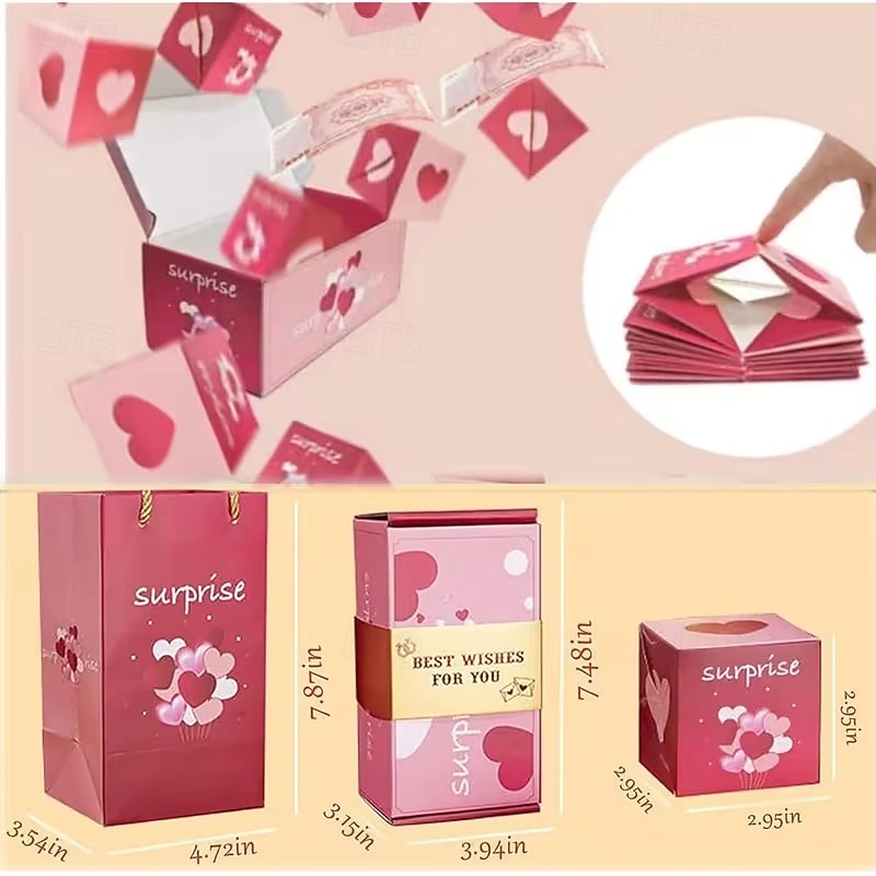 קופסת מתנה קופצת הפתעה קופצת קפיצה לימי הולדת, יום האהבה, חג המולד, חתונות, פסטיבלים, מזומן, פיצוץ, קופסת מעטפה אדומה יוקרתית, קופסת מתנה למסיבה 2026 - $10.99 –P11
