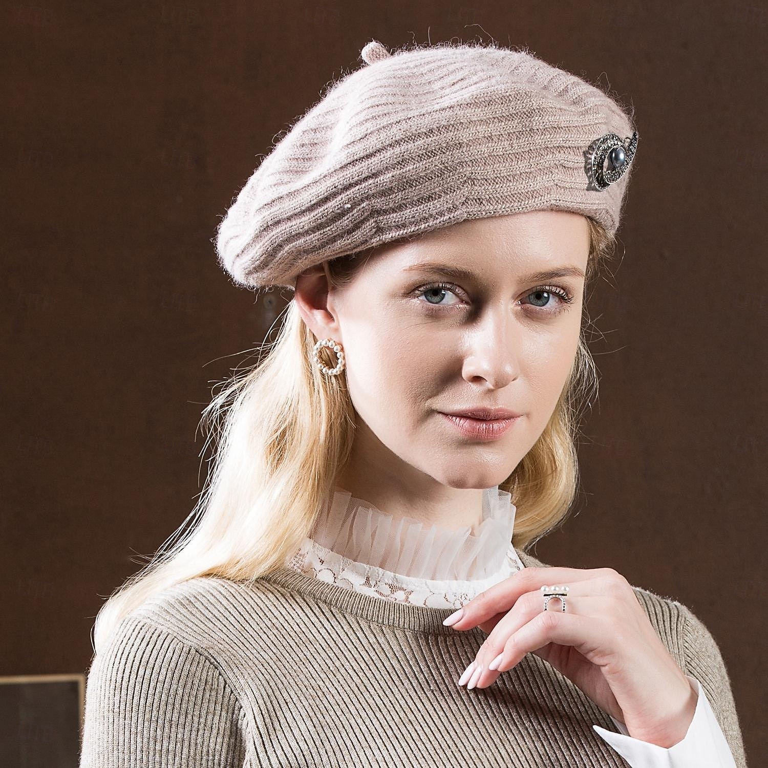 Hats synthetic fibre Beret Hat Floppy Hat Casual Holiday Classical Classic With Crystals Pure Color Headpiece Headwear 2026 - $28.99 –P11